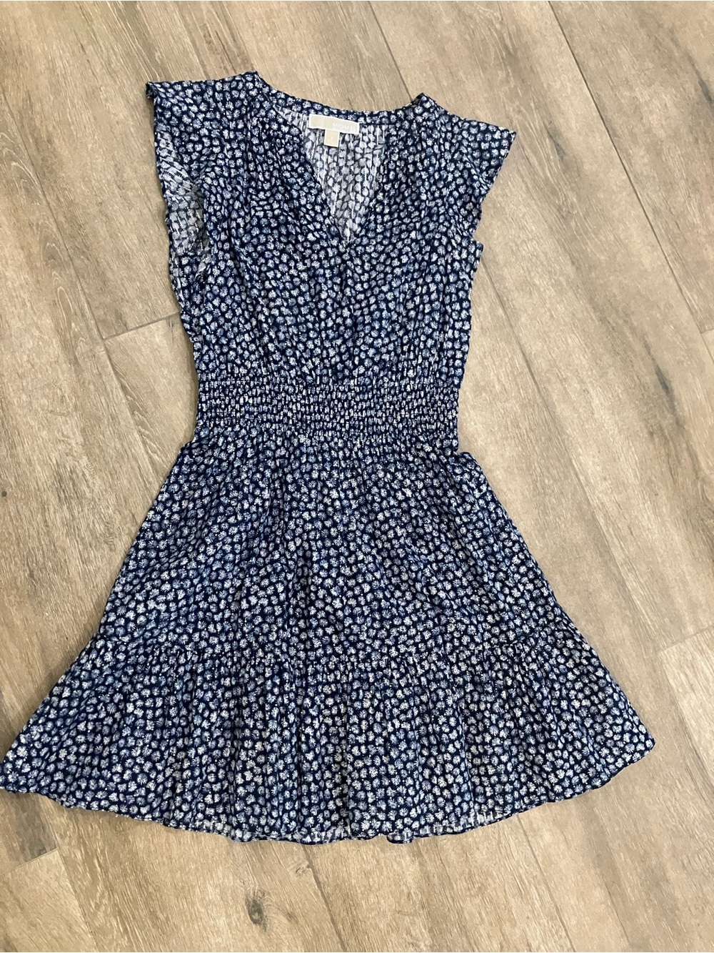 Michael Kors Navy and White Patterned Top